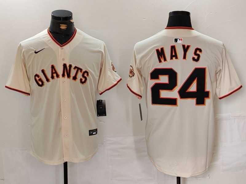 Mens San Francisco Giants #24 Willie Mays Cream 2024 Home Limited Stitched Baseball Jersey